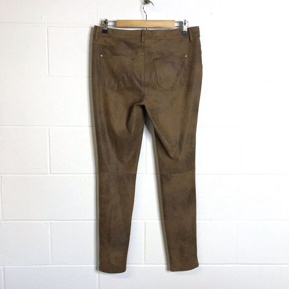 Chico's Womens The Ultimate Fit Faux Suede Leather Brown Pants Size 0 (Small 4) - Picture 5 of 11